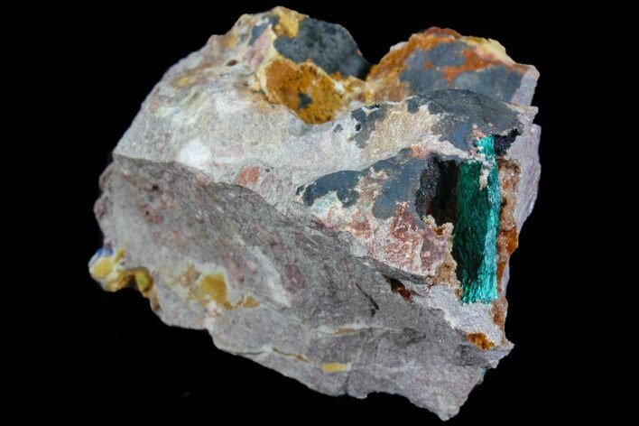 Fibrous Malachite Crystals on Matrix - Morocco #74691